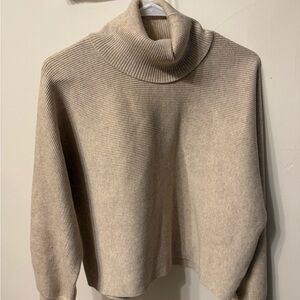 Pink Rose Taupe Cowl Neck Sweater